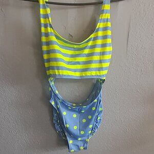 Vibrant Striped and Polka Dot One Piece Swimsuit